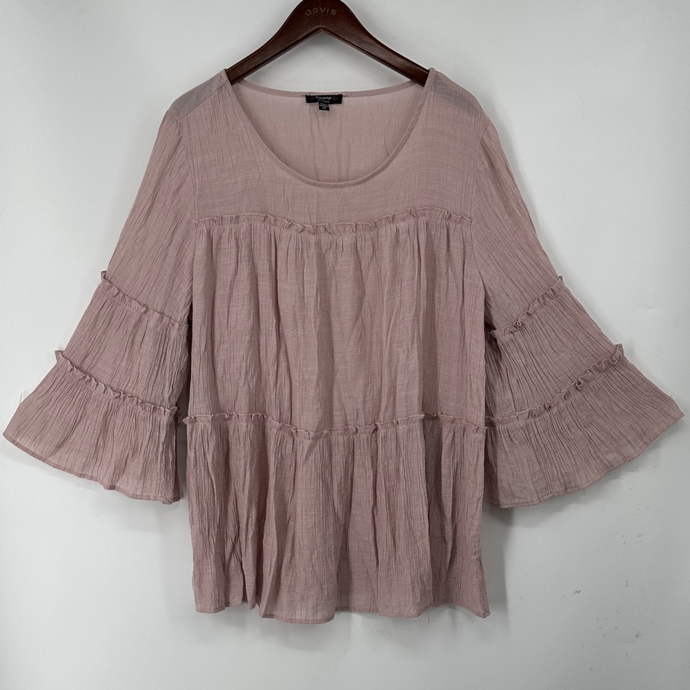 Cocomo Dusty Pink Ruffle Sleeve Blouse